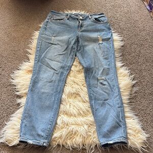 Loft curvy skinny crop distressed jeans